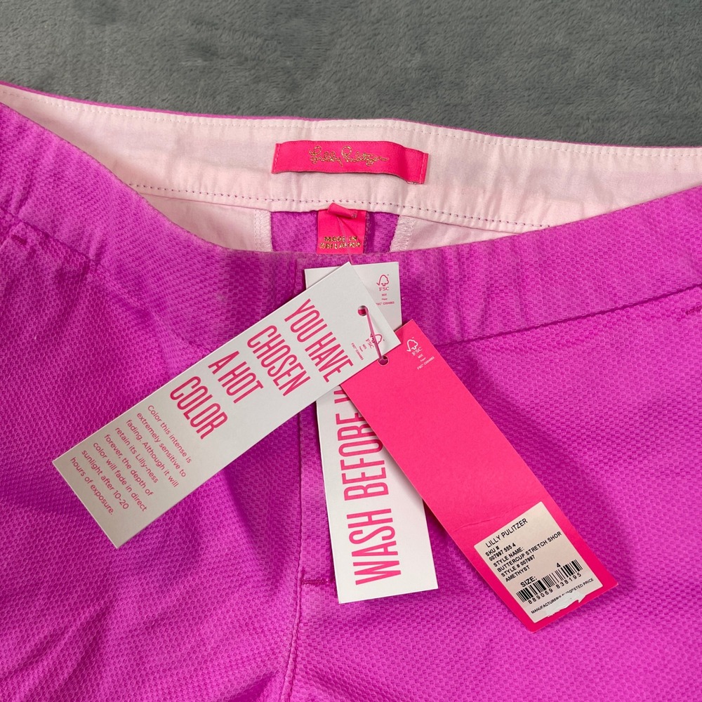 Lilly Pulitzer Buttercup Stretch Shorts Scalloped Hem Amethyst Pink 4 007997 - Picture 5 of 9